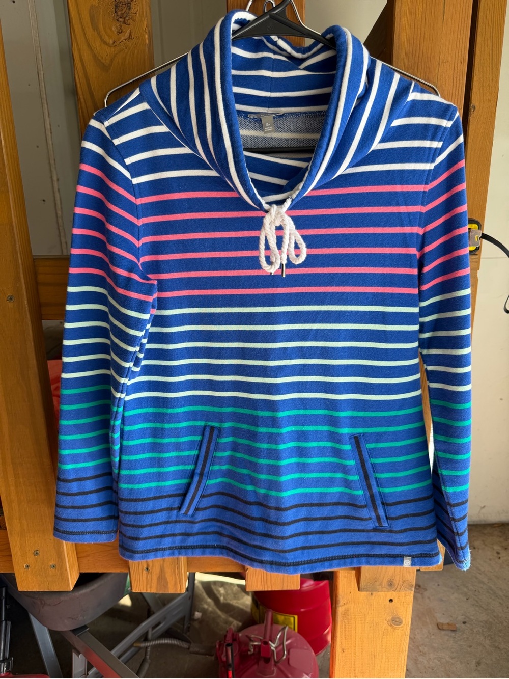 T by Talbots Blue and White Striped Knit Top